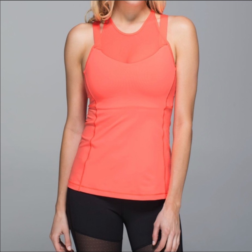 Lululemon 8 Running in the City Tank Grapefruit